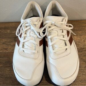 Adidas Puremotion Men/Women Golf Shoes Spikeless Waterproof White/Brown Stripes